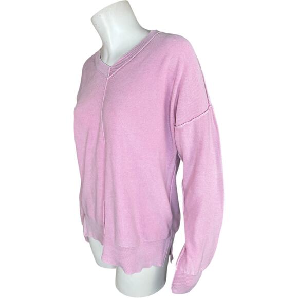 Attitudes by Renee 100% Cotton Sweater with Wash Effect Pastel Lavender Medium - Picture 4 of 14